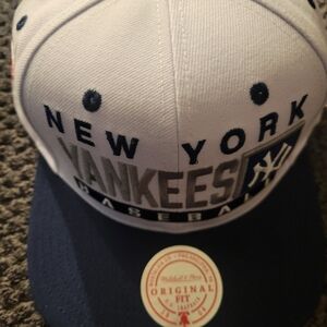 New York Yankees block lettered baseball snap back hat Mitchell And Ness mens